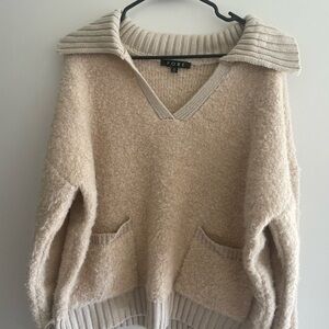 Women's Cream Sweater with Pockets